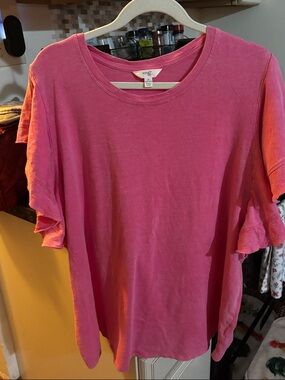 2x Terra & Sky bubblegum Pink Ruffle Sleeve Short Sleeve Tee